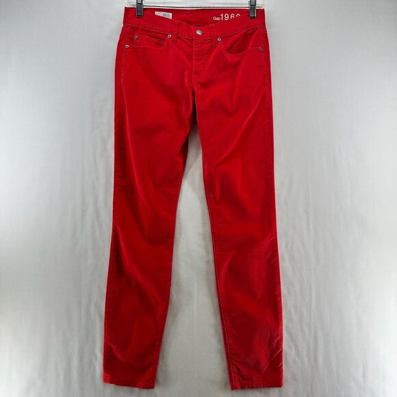 Gap1969 Denim - Gap 1969 Jeans Womens Size 26/2R Legging Corduroy Low Rise Stretch Cotton Red